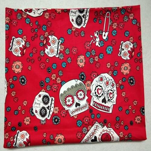 50x135cm Punk Cool Abstract Flower Flower Skull printed cotton spandex fabric floral skull fabric elastic fabric cloth home dec