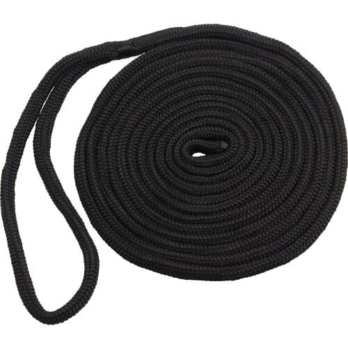 16.5FT-50FT Black DockLine Boat Dock Line Double Braided Nylon Mooring Line Anchor Rope Ultra Strong Motorboat Dock Rope #3