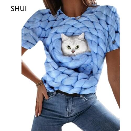 2021 Summer New Lady Kawaii Cute Cat Face Breathable Loose T-shirt Small Fresh Top Niche Design Short Sleeve Camiseta Masculina