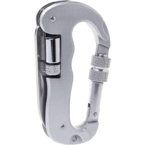 Outdoor EDC Folding Tool Multi Function Carabiner Hiking Camping Saw Knife LED