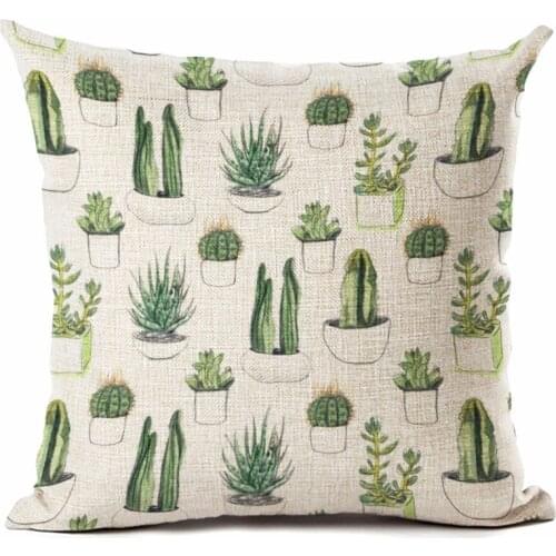Fashion Style Cactus Printed Cushion Cover Decorative Sofa Throw Pillow Car Chair Home Decor Pillow Case Almofadas