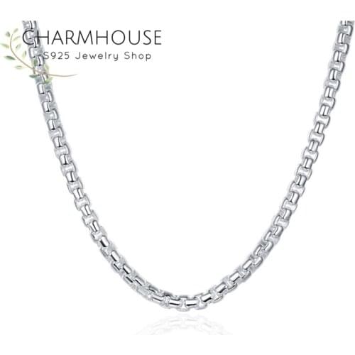 Pure Silver Necklaces For Men 5mm Round Box Chain Necklace Collier 925 Sterling Silver Jewerly Accessories Factory Price Gifts