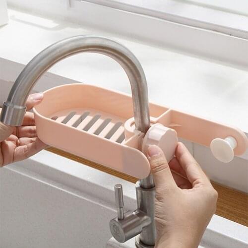 Storage Rack Holder Kitchen Sponge Shelf Towel Organizer Sink Faucet Hanging Drain Dry Towel Organizer