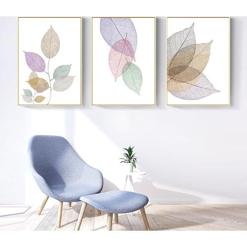 Nordic Transparent Leaves Posters And Prints Minimalist Decorative Wall Pictures for Bedroom Modern Canvas Painting