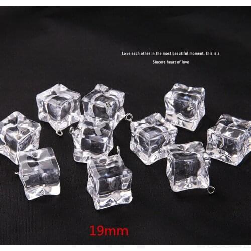 Transparent resin material geometric square/Ice cube shape 19mm acrylic charms diy jewelry earrings pendants accessory