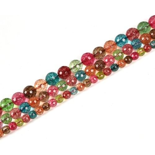Cutting Multicolor Glass Tourmaline Loose Beads 6/8/10/12mm Size For Jewelry For Valentines Day Girls 15inch H255
