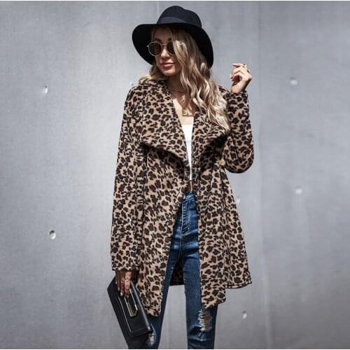 Luxury Faux Fur Coat Women 2021 Winter Fashion Leopard Print Outerwear Warm Long Sleeve Artificial Fur Jacket Plush Clothing