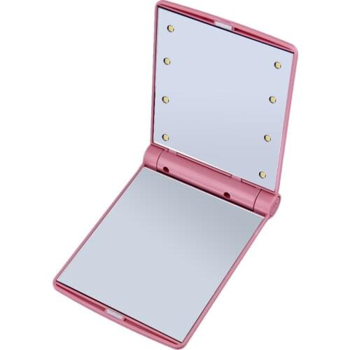 Folding Makeup Mirror with Light Magnetic Opening Portable LED Compact Mirror Pocket Lady Cosmetic Vanity Mirror Gift