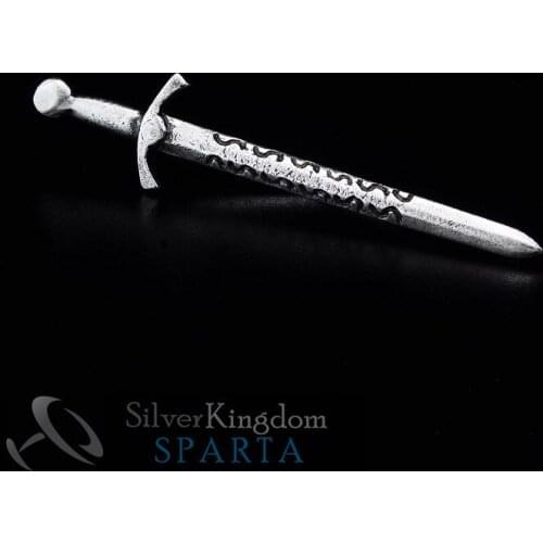 SPARTA Double-Edged Sword tie clips Silver plated High quality metal mens free shipping