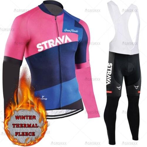 STRAVA Woman Winter Bike Jersey Set Pro Long Sleeves Cycling Suits for Female 2021 Cycling Keep Warm Bib Sets