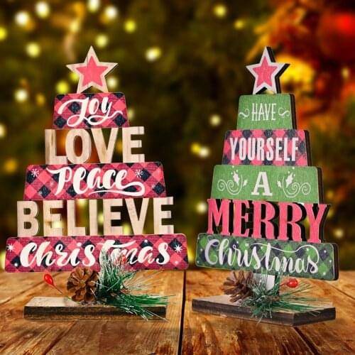 Christmas DIY Table Wooden Ornament 2021 New Year Christmas Desktop Cake Shape Decorations For Home Navidad Noel Xmas Supplies