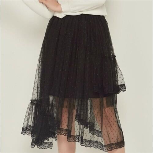 Party train Spring Leopard Irregular Cupcake Layered Mesh Long Skirt Womens Sexy Pleated Tiered Tulle Maxi Long Skirts Gray