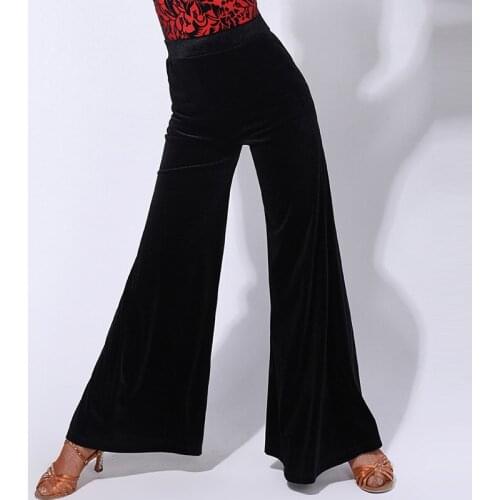 Women Latin Dance Practice Pants Female Sexy Loose High Waist Velvet Trousers Ballroom Samba Tango Dancing Training Pants DL5507