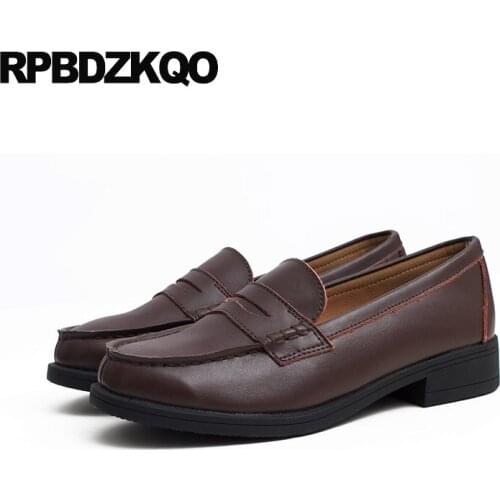 Large Size Round Toe British Style Plain 2021 Brown Loafers Designer Black Elevator Thick Sole Vintage Women Oxfords Shoes Flats