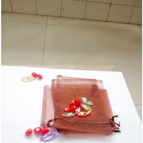 1000pcs 13*18 Brown gift bags for jewelry/wedding/christmas/birthday Organza Bags with handles Packaging Yarn bag