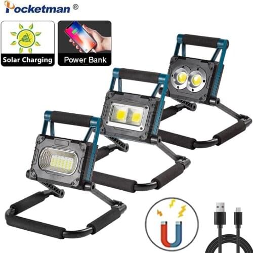 300W LED Solar Work Lamp Portable Spotlight Waterproof Searchlight USB Rechargeable Work Light Solar Light for Outdoor Camping