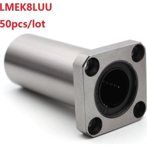50pcs/lot LMEK8LUU Long Type Long Type Square Flange Linear Bearing Bushing