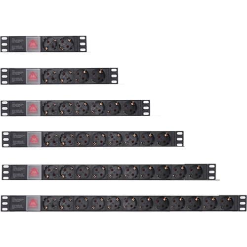PDU Power Distribution Unit Strip Network Cabinet Rack 16A Electric EU Plug Socket Outlet Dual Break Switch 2m Extension Cord