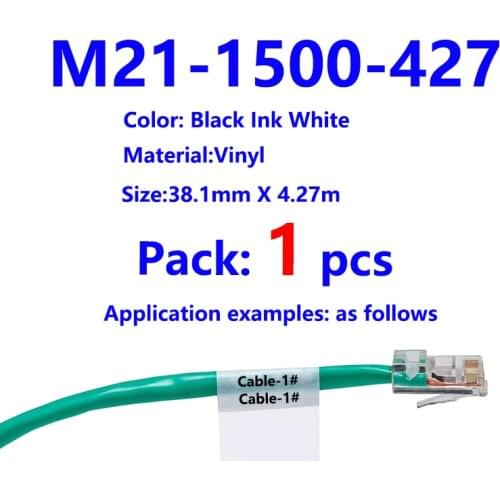 Bmp21 plus M21-1500-427 Label Tape Black On White vinyl film Compatible for BMP21 Plus PAL LABPAL Cable Label Maker BMP21 LAB
