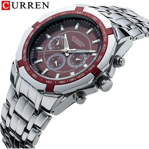 CURREN Men Luxury Brand Military Sport Mens Watches Full Steel Quartz Clock Mens Waterproof Business Watch relogio masculino