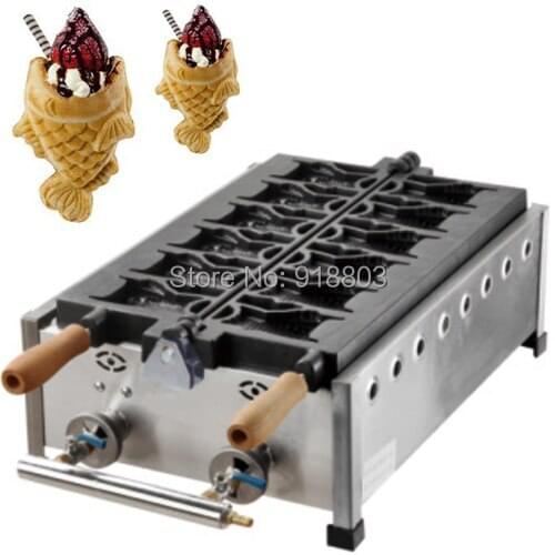 LPG Gas Japanese Fish Cream Filled Open Mouth Taiyaki Maker Machine Baker Iron