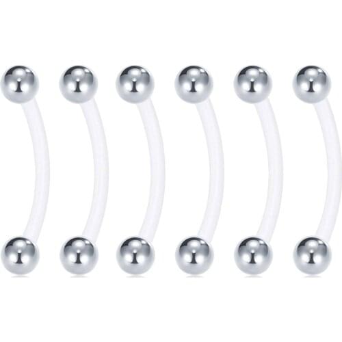 JFORYOU 18mm Pregnancy Maternity Flexible Bioplast Long Belly Button Rings 14G 11/16 Inch Navel Retainer Body Piercing Set of 6
