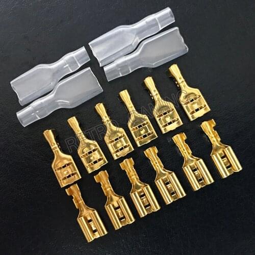 100 pcs of Copper Crimp Terminals with Silicone Case Female Spade Quick Connector Terminal for Arcade Chain Cable Wires