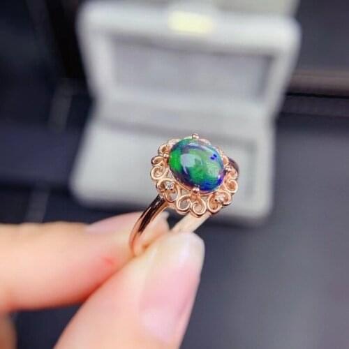 Natural Black Opal Wedding Rings Jewelry Luxury Silver 925 Rings Rings for Women 6*8mm SNC-023