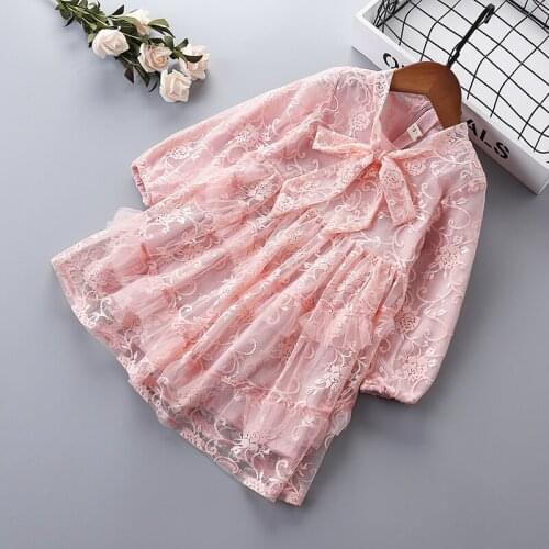 Girl lace dresses wedding party dress for Princess knot girls gown Spring Autumn 2-7 years kids flower Clothes children clothing