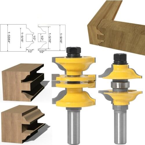 2PCS 12mm 1/2 Shank Entry & Interior Door Ogee Router Bit Matched MIlling Cutter Set for Wood Woodworking Machine