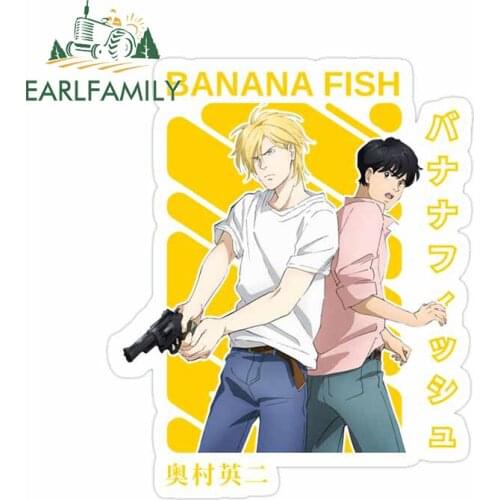 EARLFAMILY 13cm x 10.9cm For BANANA FISH Car Stickers Fashion Decal Car Door Protector Waterproof Occlusion Scratch Decoration