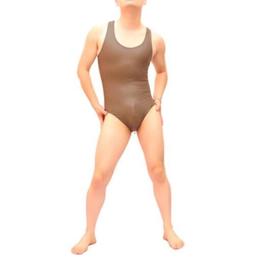 2018 New Mens Slim Sexy Latex Corset Vest Tight Solid Color Bodysuit Erotic Underwear