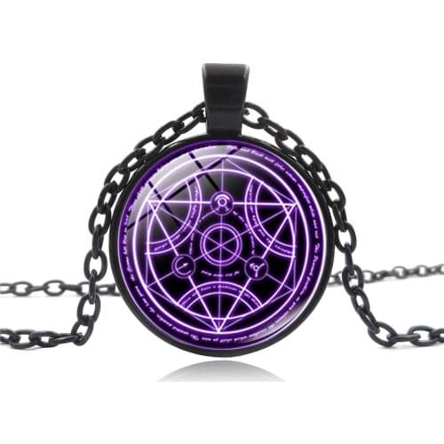 2020 New Hot Fullmetal Alchemist Pendant Necklace Transmutation Bijuterias Red Purple and Blue Circle Fashion Jewelry