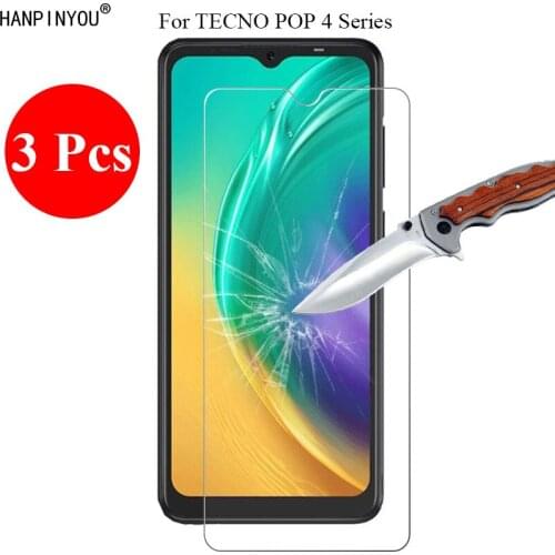 3 Pcs/Lot New 9H 2.5D Tempered Glass Screen Protector For TECNO Pop 4 Pro 6.52" Protective Film + Clean Tools