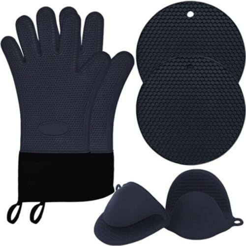 New Honeycomb Silicone Gloves Anti-Scalding Hand Clip Placemat Set Household Microwave Oven Gloves Oven Mitts