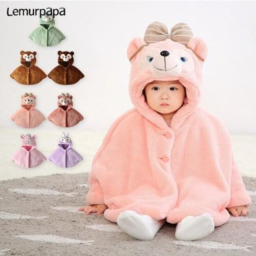 Infant Baby Clothes Winter Warm Cloak Cape Windproof Baby Toddler Outfit Clothing Cartoon Green Cat Bear Cute Flannel Cloak