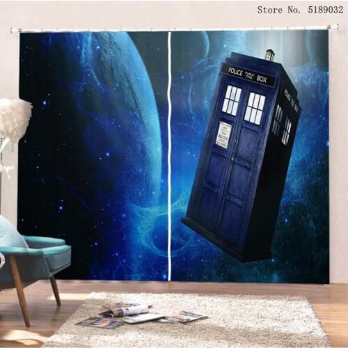 Doctor Who Window Curtain Sci-Fi TV Series Blackout Window Drapes 2 Panels 3D Printing Simple Decoration Living Room Adult Child