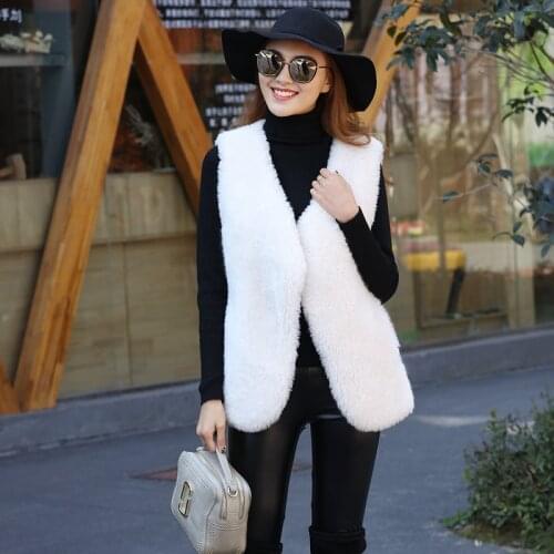 Autumn Winter Womens Fashion New Real Fur Vest Women Real Wool Furry Waistcoat rf0142