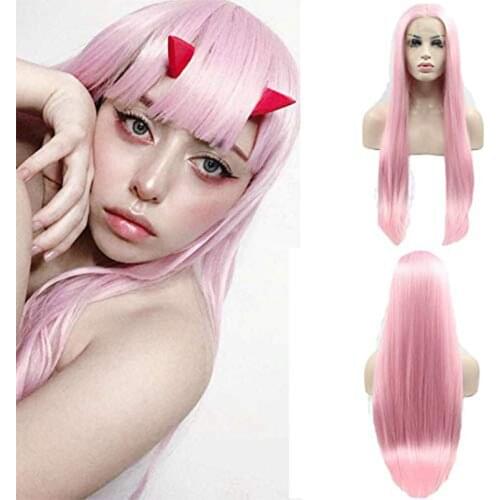 Peach Pink Lace Front Wigs for Women Rose Red Long Silky Straight Middle Part Wigs with Baby Hair 180 Density Synthetic Lace Wig