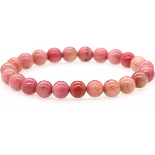 Natural Rhodochrosite Stone Bracelet Stretch Stacking Yoga Bracelet 8MM Round Rose Beaded Women Jewelery Healthy Bangle Gift