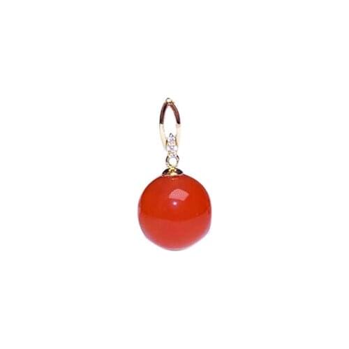 Shilovem 18K yellow Gold real Natural south Red agate pendants no necklace fine plant Jewelry gift plant mymz10.5-11556nh