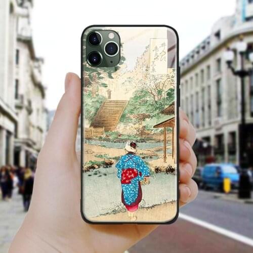 Japanese style True View of Benten Silicone Glass Phone Case Cover Shell For iPhone SE 6 6s 7 8 Plus X XR XS 11 12 Mini Pro Max