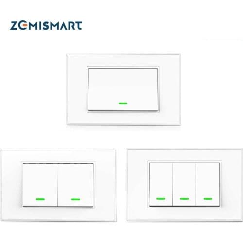 Zemismart Tuya Zigbee Smart Light Switch Neutral Required 1 2 3 Gang Big Push Button Interrupter Alexa Google Home Smartthings