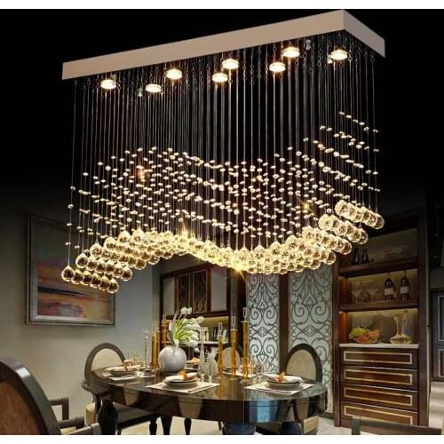 Modern Rectangular LED chandelier transparent crystal chandelier bar cafe restaurant office indoor lamp