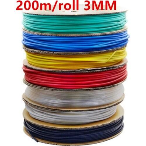 200m/roll 3MM Heat shrinkable tube heat shrink tubing Insulation casing 200m a reel