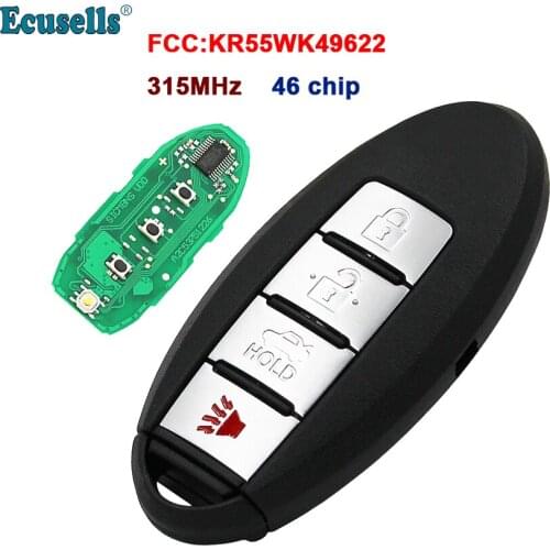 Smart 4 Buttons Remote Key Fob 315MHZ ID46 chip for Infiniti A50L QX50 FX35 Q70L QX60 FX25 Q60 2009-2013 FCC ID: KR55WK49622