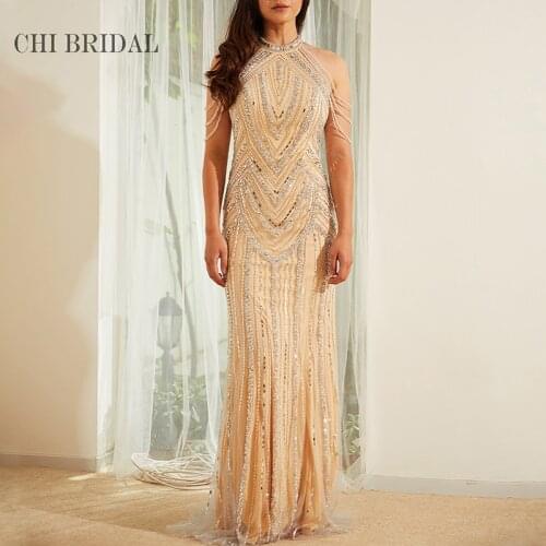 Halter Sexy Evening Dress With Drop Shoulders And Fringed Lines Elegant Female Banquet Dress Handmade Long Dress