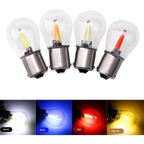1pcs 1156 P21W BA15S Car Led Bulb 1157 P21/5W BAY15D Auto Parking Lamp Turn Signal Lamp COB Filament No Error Super Bright 12V