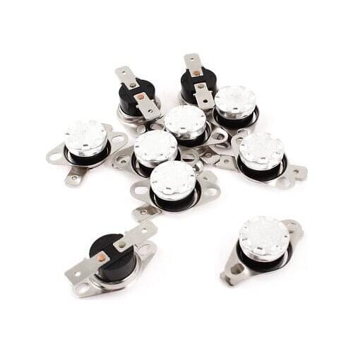 10 Pcs AC 250V 10A 65C NC Auto Reset 2Pin Terminals Temperature Control Switch