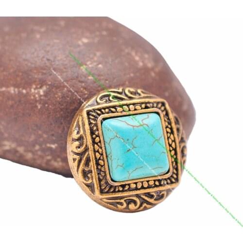 10pcs 1" Square Brass Southeast Flower Carved Leathercraft Belt Wallet Handbag Accessories Real Turquoise Conchos Screwback